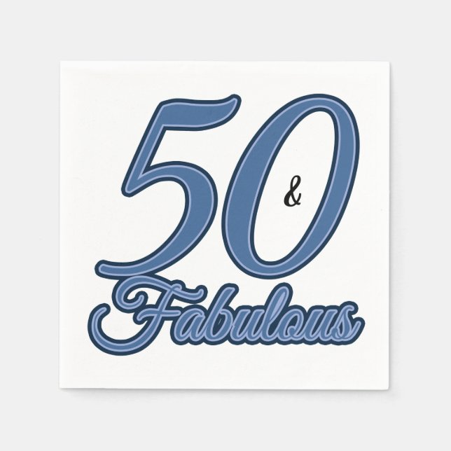 Blue 50 and Fabulous 50th Birthday Party Napkins (Front)