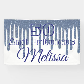 Blue 50 And Fabulous Birthday Banner