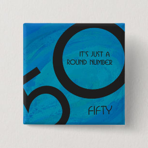Blue 50 Decade Birthday Button