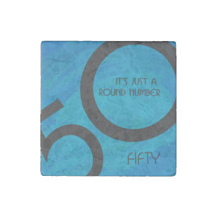 Blue 50 Decade Birthday Stone Magnet