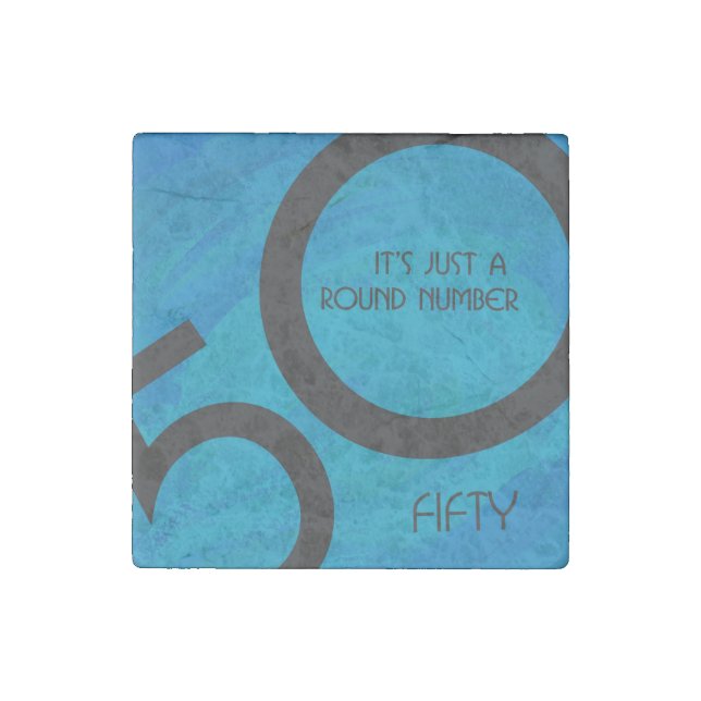 Blue 50 Decade Birthday Stone Magnet (Front)