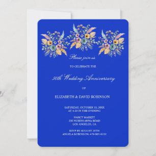 Blue 50th anniversary wedding anniversary invitation