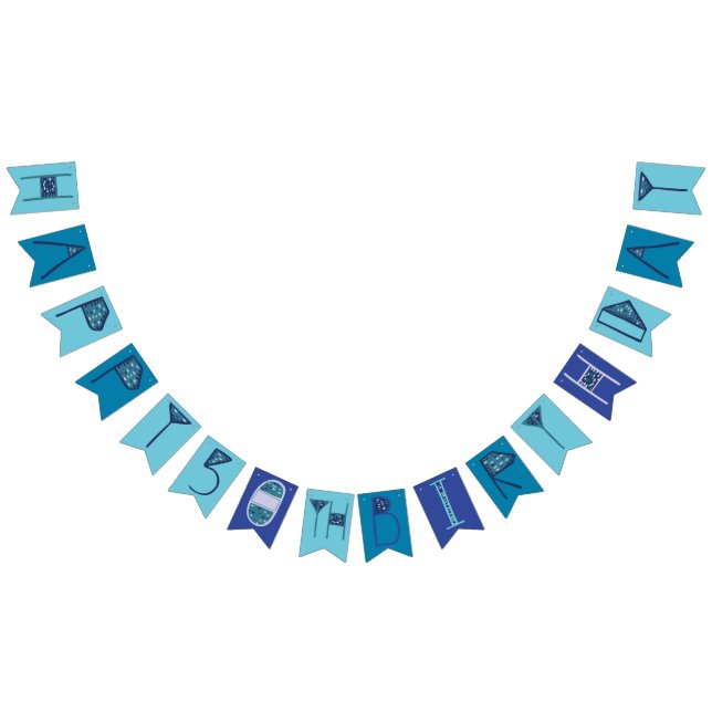 Blue 50th Happy Birthday Bunting Bunting Flags (All)