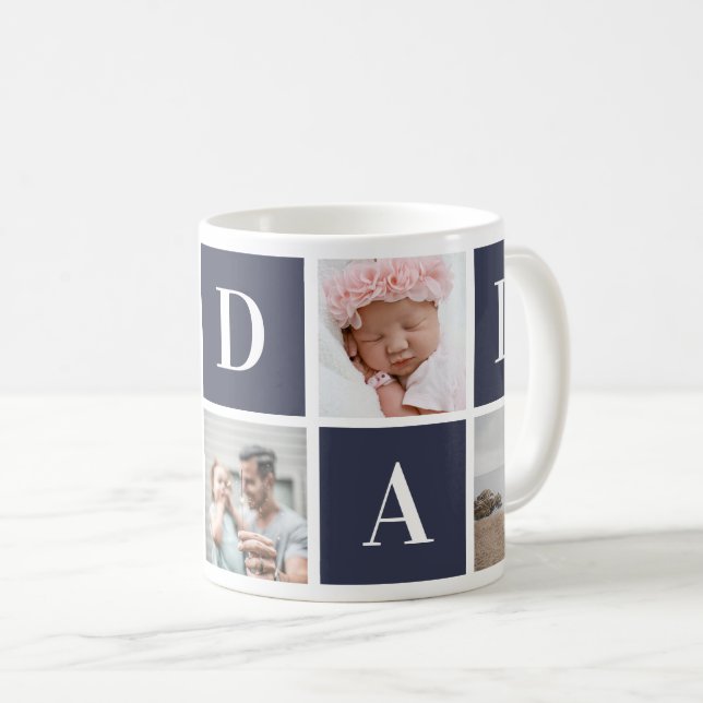 Blue 5 Photo Collage I Love Dad Mug (Front Right)