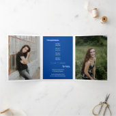 Blue 5-Photo Fun Boxes Graduation Tri-Fold Invitation (Inside)