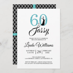 Blue 60 and Sassy   60th Birthday Party Invitation