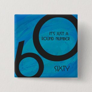 Blue 60 Decade Birthday Button