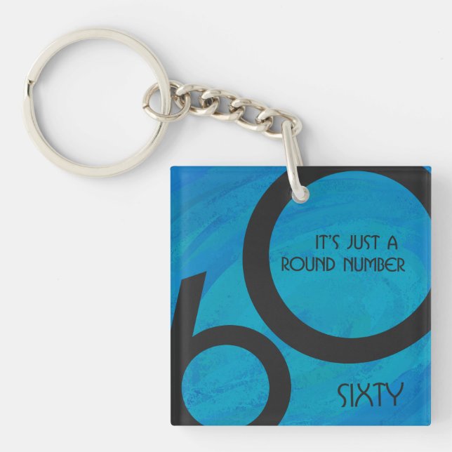Blue 60 Decade Birthday Keychain (Front)