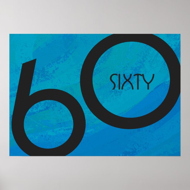 Blue 60 Decade Birthday Poster (Front)