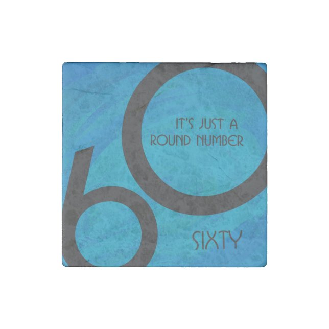 Blue 60 Decade Birthday Stone Magnet (Front)