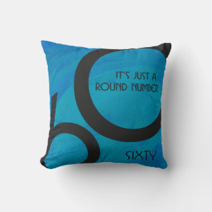 Blue 60 Decade Birthday Throw Pillow