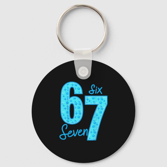 Blue 67 Funny Meme  Keychain (Front)