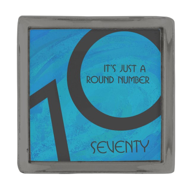 Blue 70 Decade Birthday Gunmetal Finish Lapel Pin (Front)