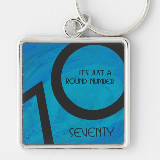 Blue 70 Decade Birthday Keychain (Front)