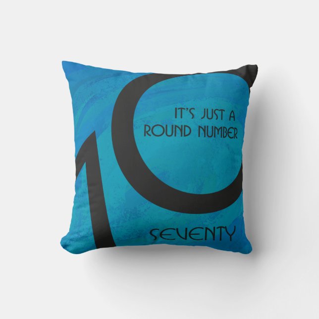 Blue 70 Decade Birthday Throw Pillow (Front)