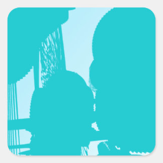 blue 7748 abstract art square sticker