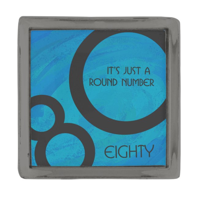 Blue 80 Decade Birthday Gunmetal Finish Lapel Pin (Front)