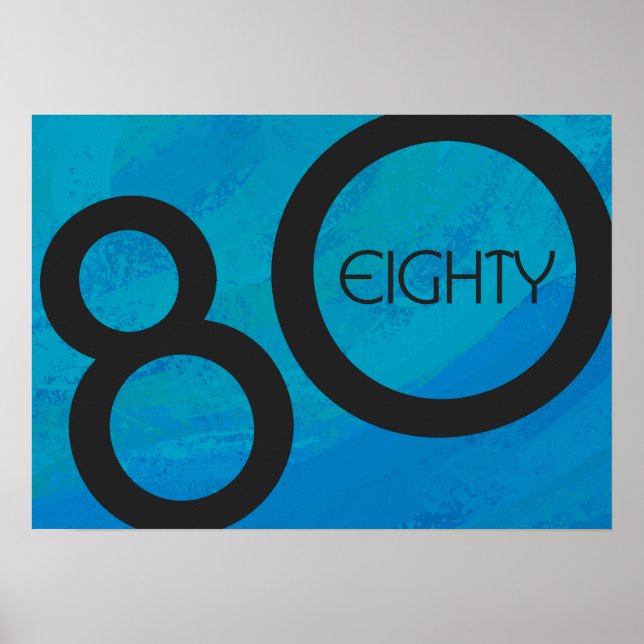 Blue 80 Decade Birthday Poster (Front)