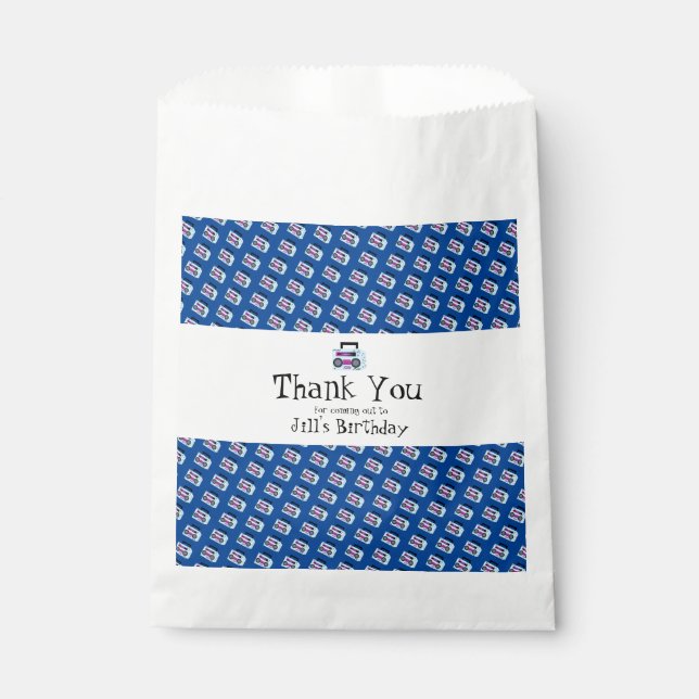 Blue 80s 90s Throw Back Music  Classic   Favor Bag (Front)
