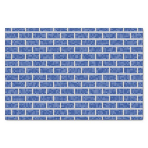 Blue 8_Bit Pixelated Graphics Style Bricks Pattern Tissue Paper