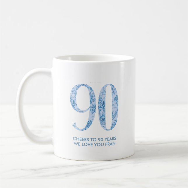 Blue 90th Birthday Party Favor Mug 3 Photo (Left)