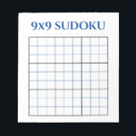 Blue 9x9 Blank Sudoku Grid Notepad<br><div class="desc">This sudoku template is great for learning logic and problem-solving skills while also having fun. For kids and adults who prefer solving sudoku puzzles on a piece of paper,  you can now have personalized templates ready to use. Everything is fully customizable - text,  background,  and the 9x9 grid.</div>