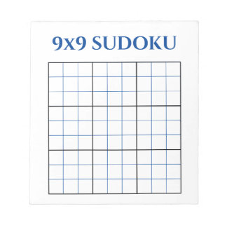 Blue 9x9 Blank Sudoku Grid Notepad