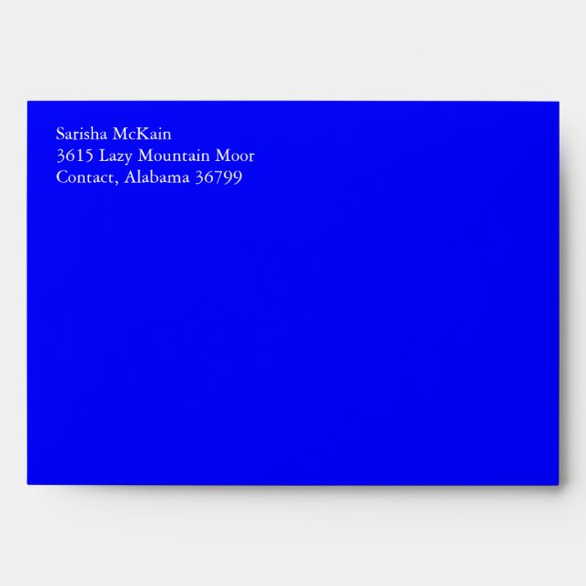 Blue A7 5x7 Envelopes With Return Address (Front)