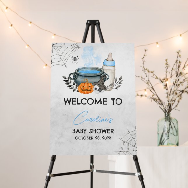 Blue A Baby is Brewing Baby Shower Welcome Sign (In Situ (Stand))