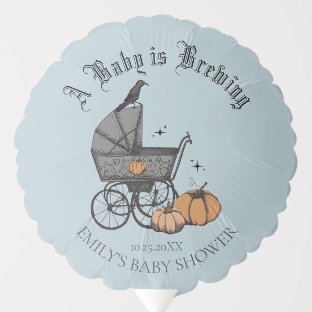 Blue A Baby is Brewing Fall Baby Shower Balloon (Front)