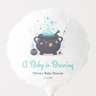Blue A Baby is Brewing Halloween Baby Shower  Balloon