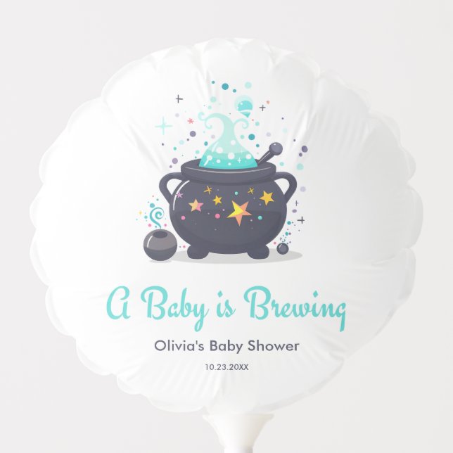 Blue A Baby is Brewing Halloween Baby Shower  Balloon (Front)