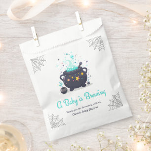 Blue A Baby is Brewing Halloween Baby Shower Favor Bag