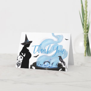 Blue A Baby is Brewing Halloween Baby Shower Letterpress Thank You Card