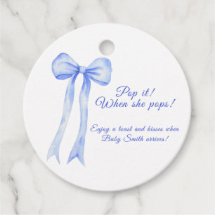 Blue a Bow Baby shower Pop it! Favor Tags