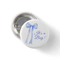 Blue a Bow It's a Boy Baby shower Button