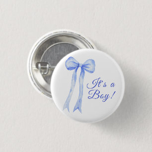 Blue a Bow It's a Boy Baby shower Button