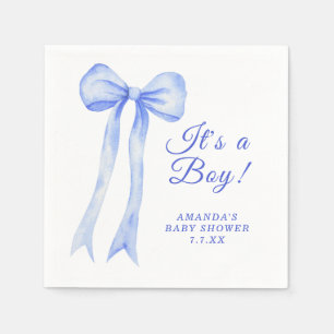 Blue a Bow It's a Boy Baby shower Napkins