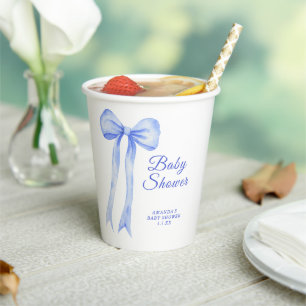 Blue a Bow It's a Boy Baby shower Paper Cups