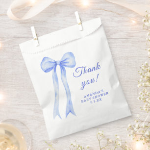 Blue a Bow It's a Boy Baby shower thank you Favor Bag