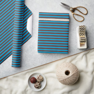 Blue a brown stripes wrapping paper