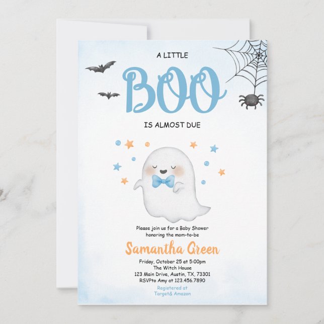 Blue A Little Boo Baby Shower Invitation (Front)