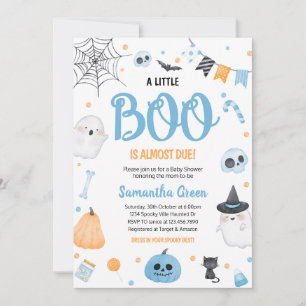 Blue A Little Boo Baby Shower Invitation