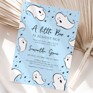 Blue A Little Boo Baby Shower  Invitation