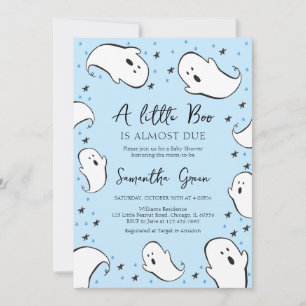 Blue A Little Boo Baby Shower  Invitation