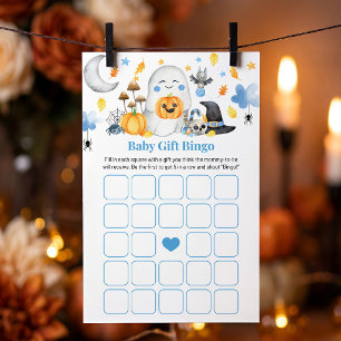 Blue A Little Boo Boy Halloween Cute Bingo Game