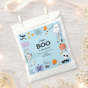Blue A Little Boo Cute Ghost Halloween Baby Shower Favor Bag