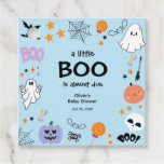 Blue A Little Boo Cute Ghost Halloween Baby Shower Favor Tags