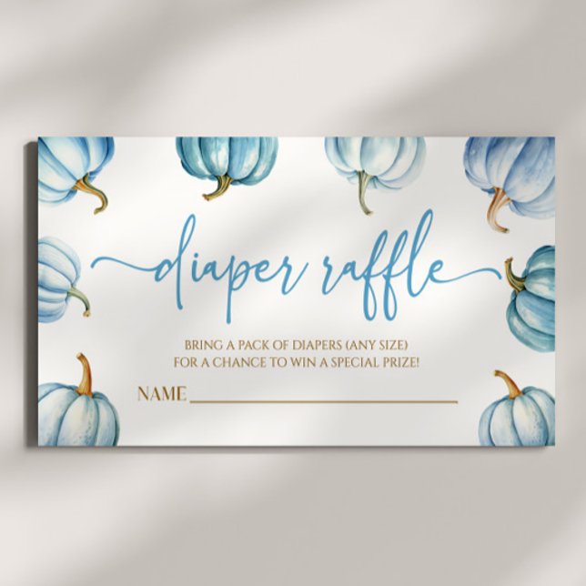 Blue A Little Pumpkin Baby Shower Diaper Raffle Enclosure Card (Creator Uploaded)