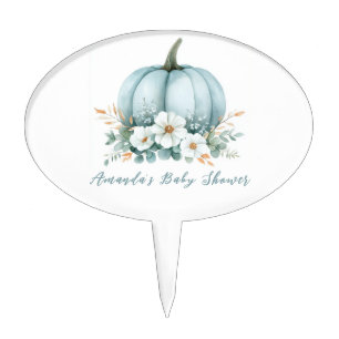 Blue A Little Pumpkin on His Way Boy Baby Shower Cake Topper